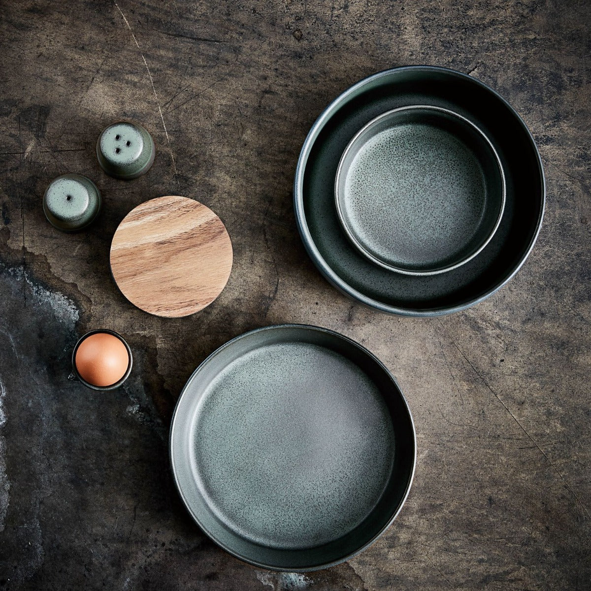 Raw høj skål, Northern green - 19,5 x 8 cm. - Bahne